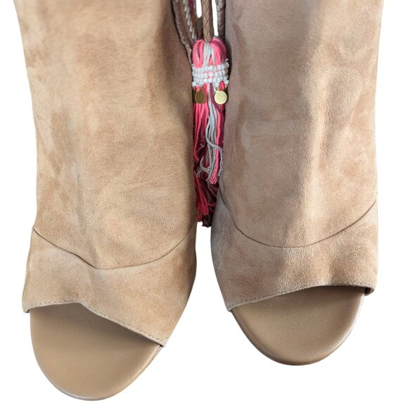 Sam Edelman Artie 2 Fringe Open Toe Bootie Heels - Size 8.5 - Picture 10 of 13